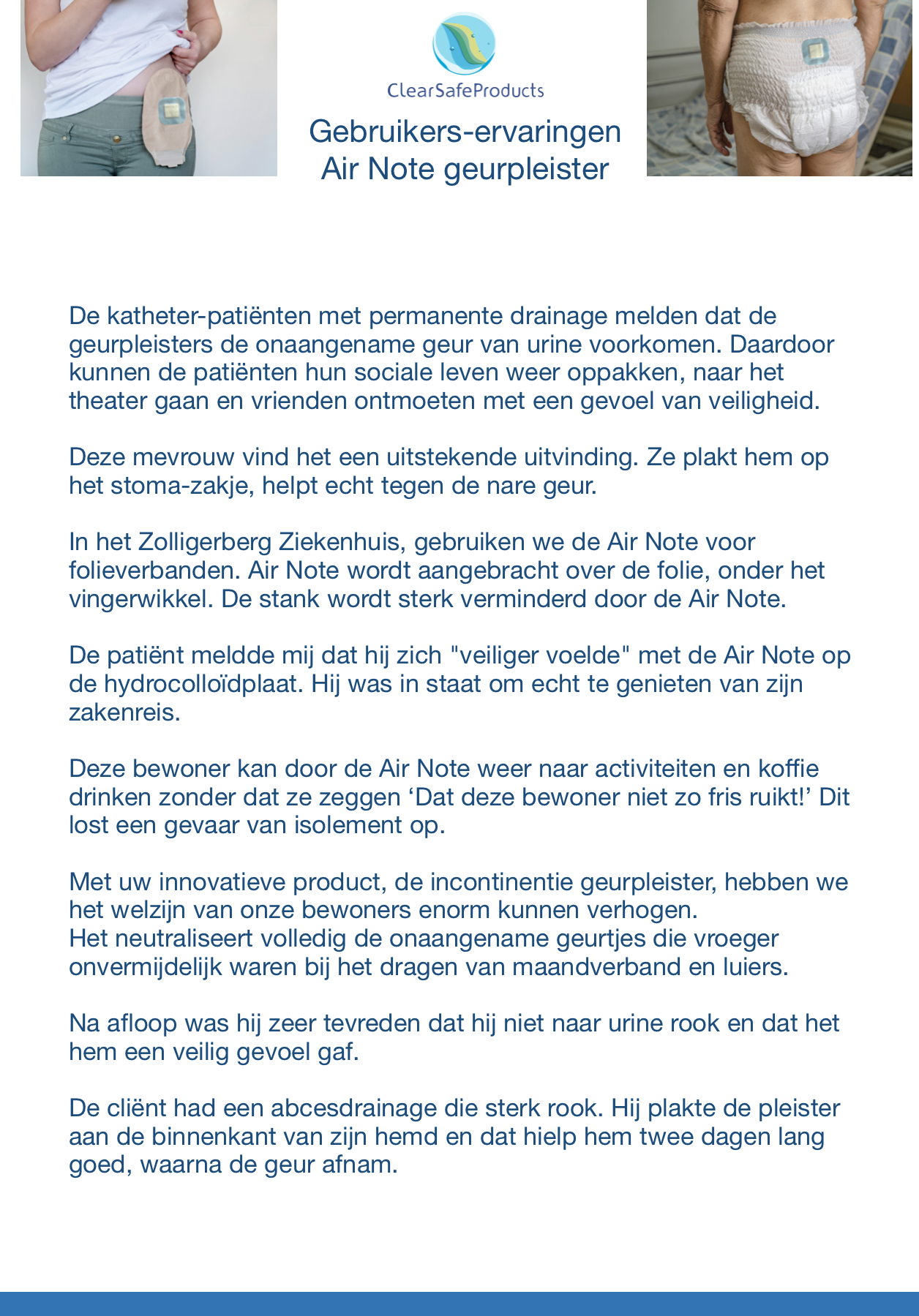 Air Note geurpleister, verwijdert nare (incontinentie) geuren